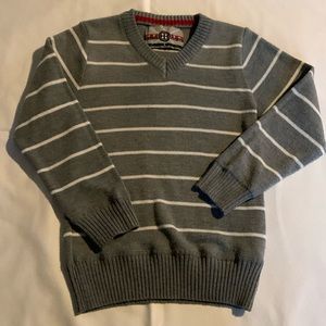 Boys Gray and White Stripe Sweater